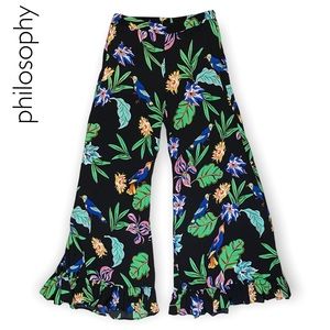 PHILOSOPHY Bright Tropical Floral Wide Leg Palazzo Pants Size 2